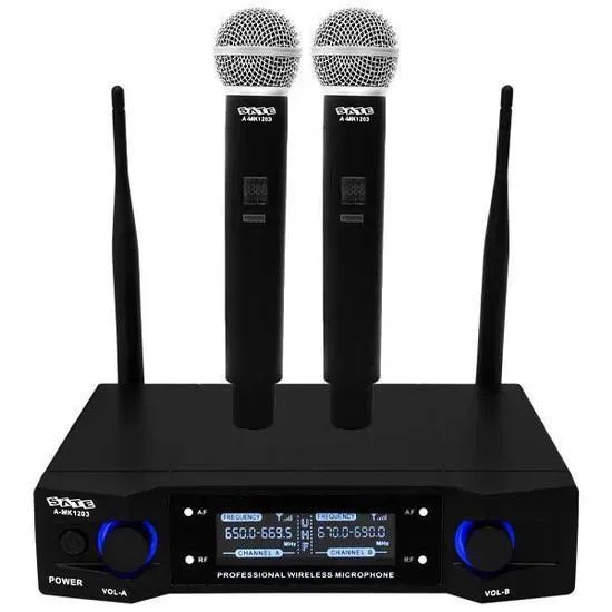 Micrófono Inalámbrico Satellite A-MK1203 Con 2 Microfones Negro