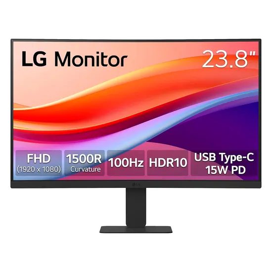 Monitor LG 24U421A-B 24" Full HD Curvo 100HZ HDMI USB-C - Negro