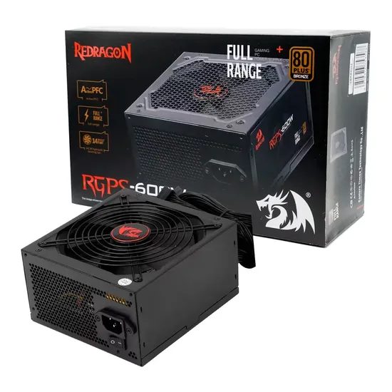 Fuente de Poder Redragon RGPS GC-PS002 ATX 600W 80 Plus Bronze PFC Activo - Negro
