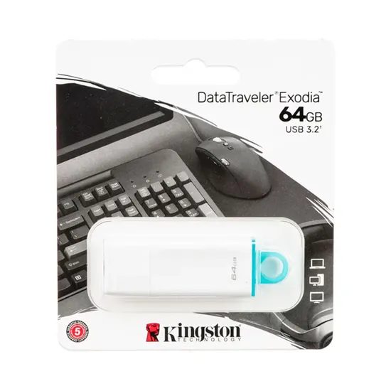 Pendrive Kingston Exodia 64GB USB 3.0 - Blanco KC-U2G64-5R