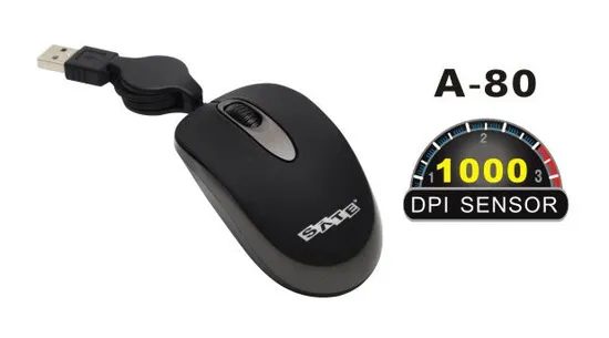 Mouse Sate A-80 USB Negro Retratil